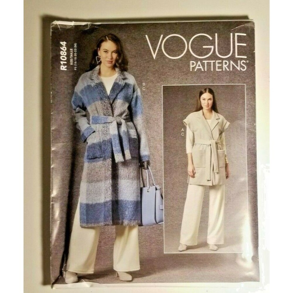 Vogue Misses' Jacket Vest Wide Leg Pants Belt  # R10864 Sizes 16-24